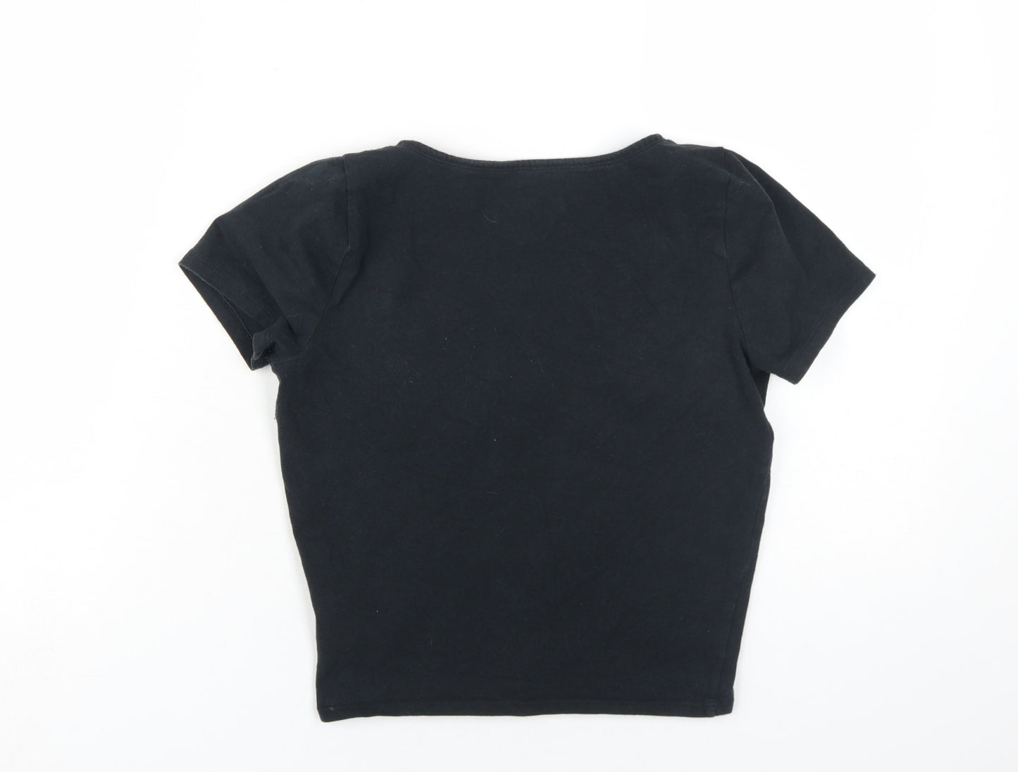 Hollister Women’s Black Cropped T-Shirt, Size M, Casual