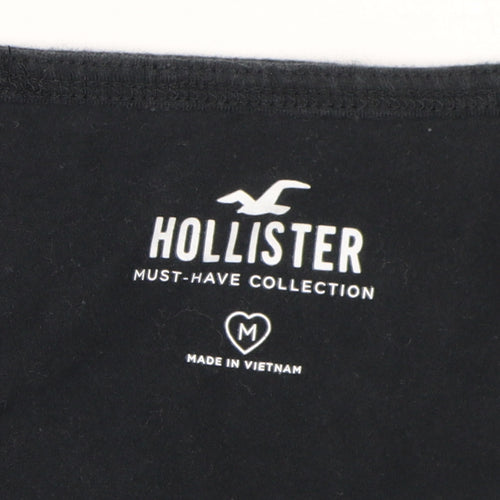 Hollister Women’s Black Cropped T-Shirt, Size M, Casual