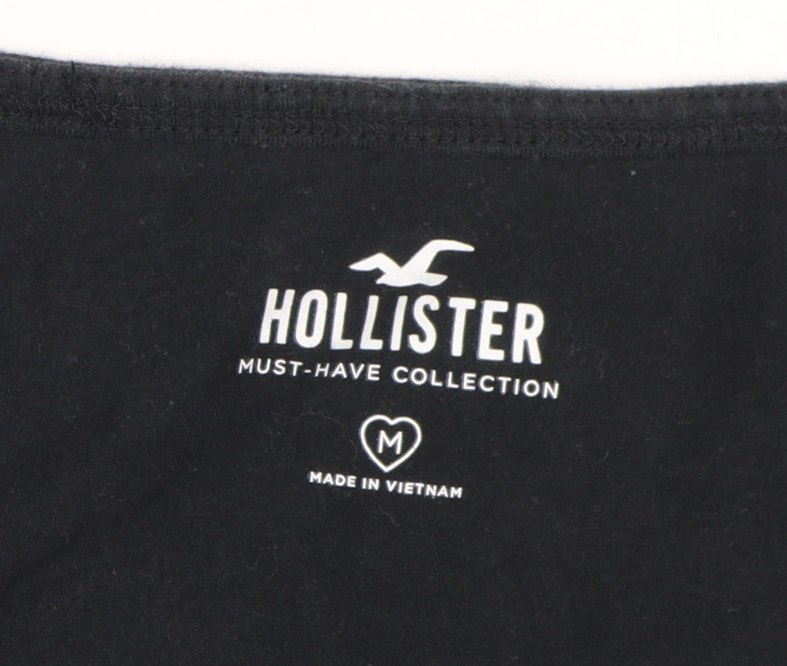 Hollister Women’s Black Cropped T-Shirt, Size M, Casual