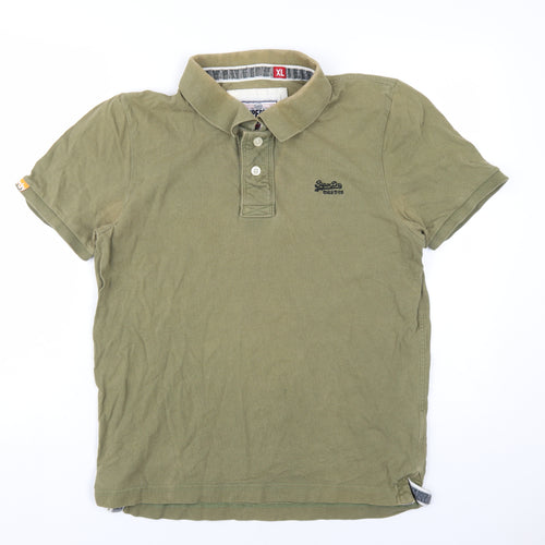 Superdry Men's Green Polo Shirt XL Logo Casual