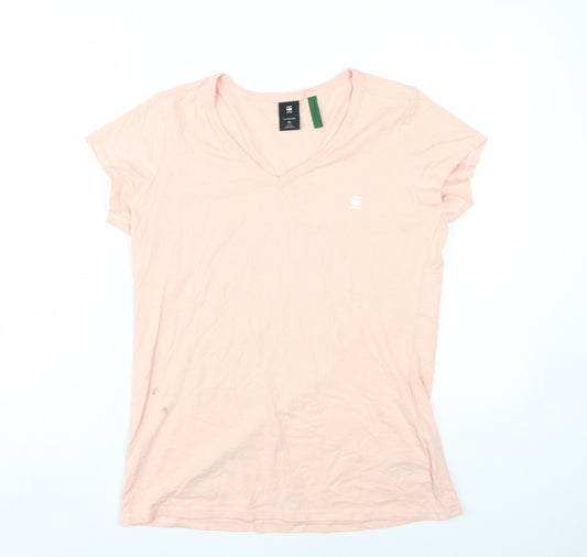 G-Star RAW Women's Pink XL V-Neck T-Shirt