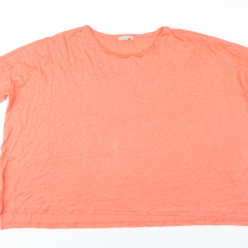 Pure Collection Women's Orange Linen T-Shirt UK 14