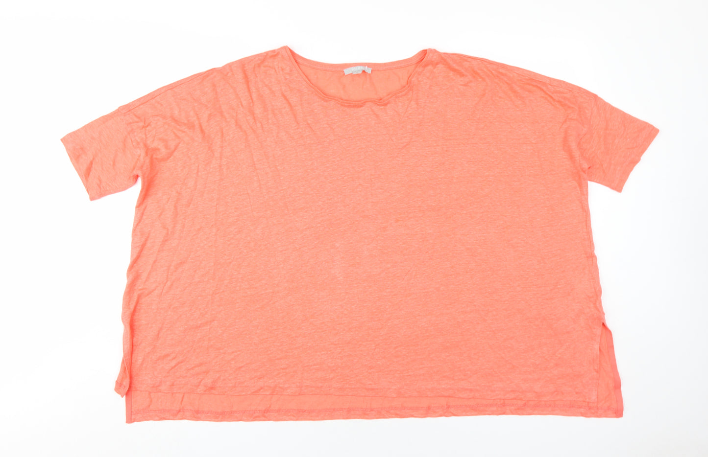 Pure Collection Women's Orange Linen T-Shirt UK 14