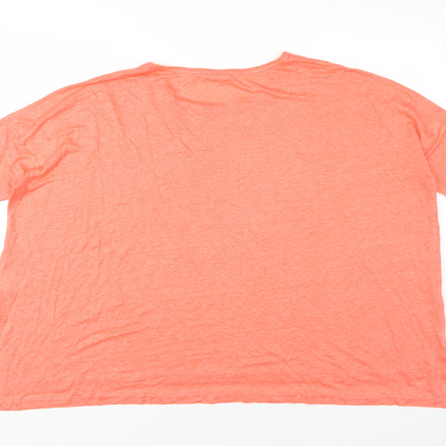 Pure Collection Women's Orange Linen T-Shirt UK 14