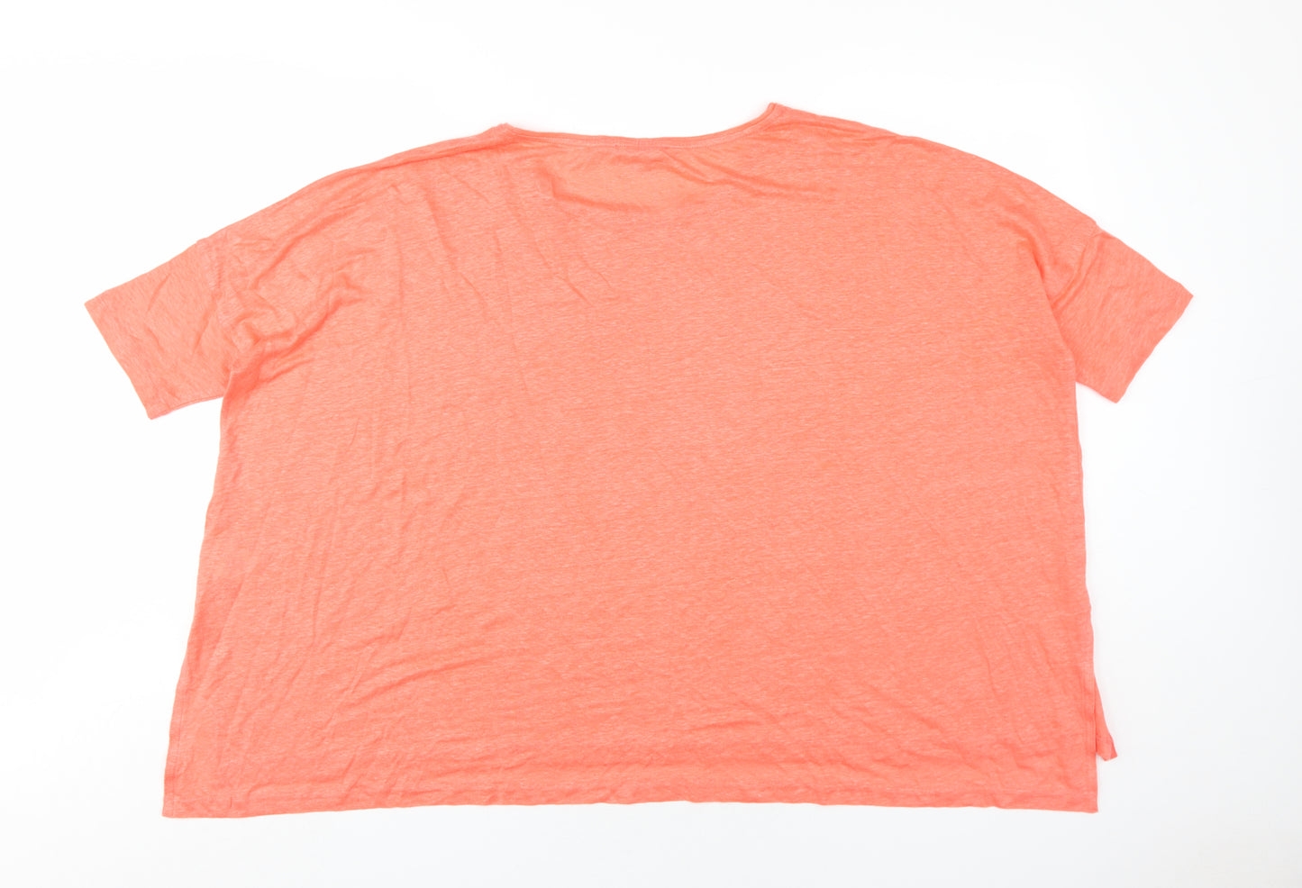 Pure Collection Women's Orange Linen T-Shirt UK 14