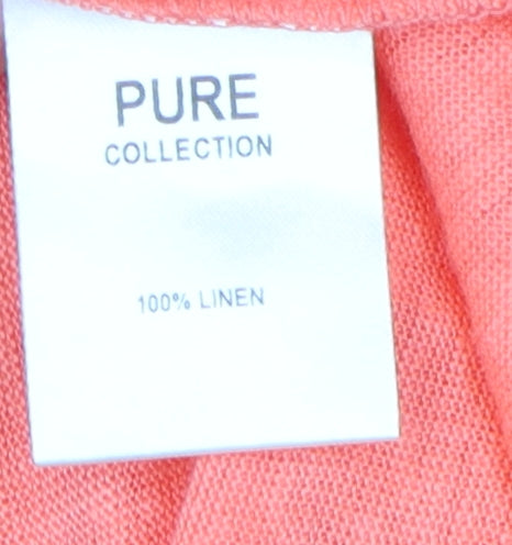 Pure Collection Women's Orange Linen T-Shirt UK 14