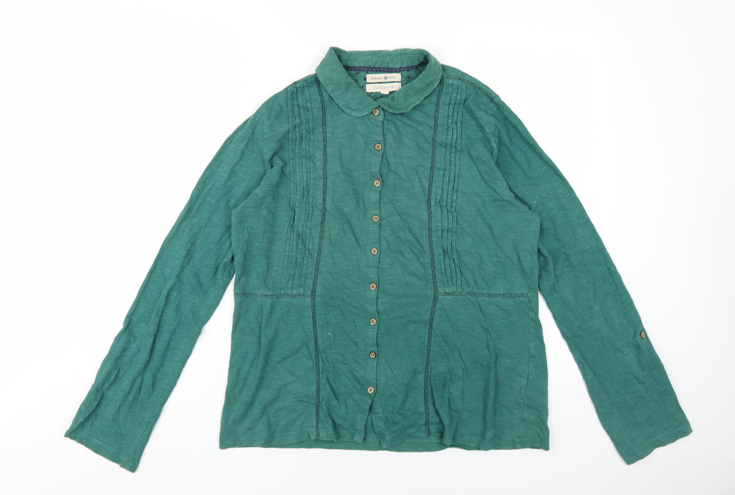 Beacon Cove Women's Green Button-Up Collared Shirt Size 12