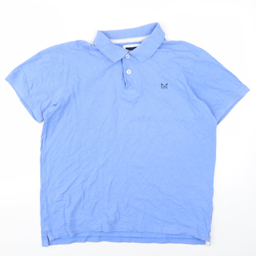 Crew Clothing Company Men's Blue Polo L Short Sleeve