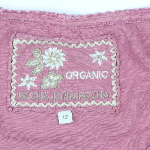 Rocha John Rocha Women's Pink Embroidered Blouse Size 12