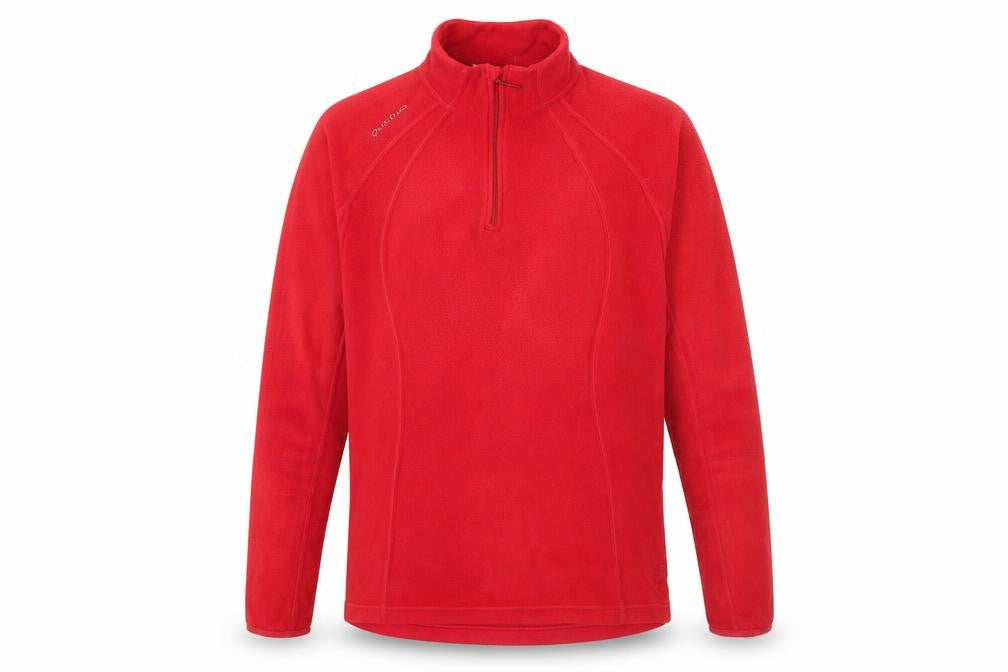 Front view of Decathlon Creation unisex red 1/4 zip sweatshirt xl