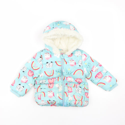 Minoti Unisex Baby Unicorn Puffer Jacket 18-24M Multicoloured