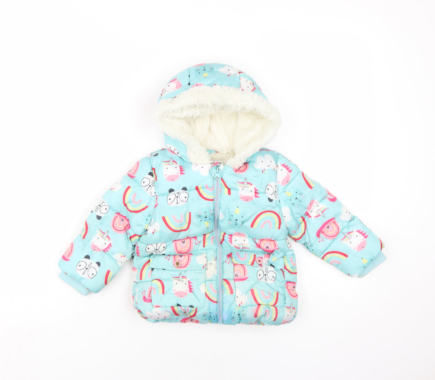 Minoti Unisex Baby Unicorn Puffer Jacket 18-24M Multicoloured