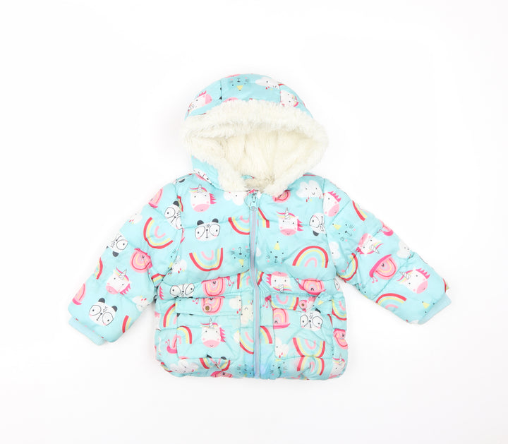 Minoti Unisex Baby Unicorn Puffer Jacket 18-24M Multicoloured