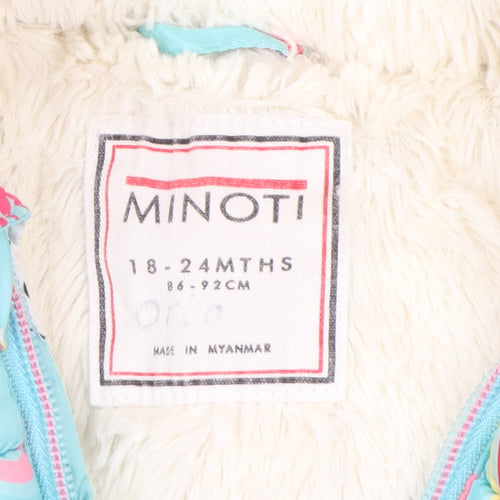 Minoti Unisex Baby Unicorn Puffer Jacket 18-24M Multicoloured