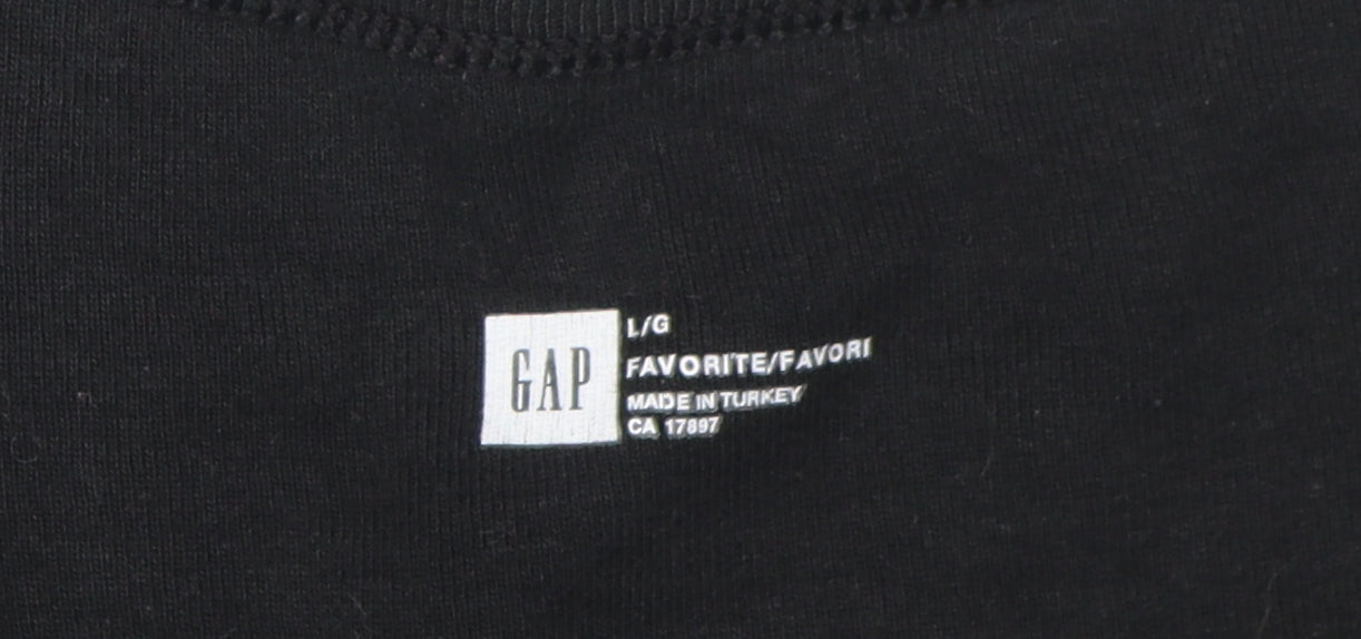 Gap Women's Black Basic V-Neck T-Shirt, Size L, All Seasons