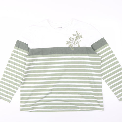 Damart Women's Green Striped T-Shirt L