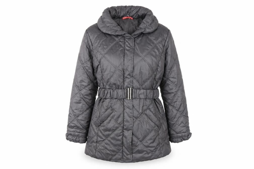 Front view of La Maison du Jersey Women's Grey Quilted Coat -, size 16