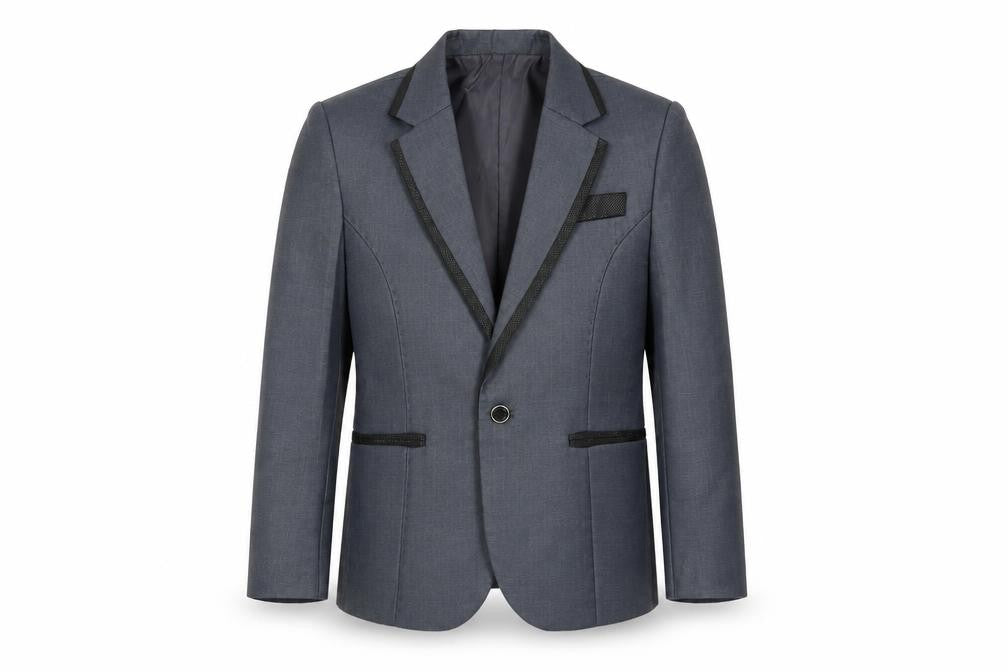 Front view of New World boys’ grey suit jacket, regular fit, autumn/winter