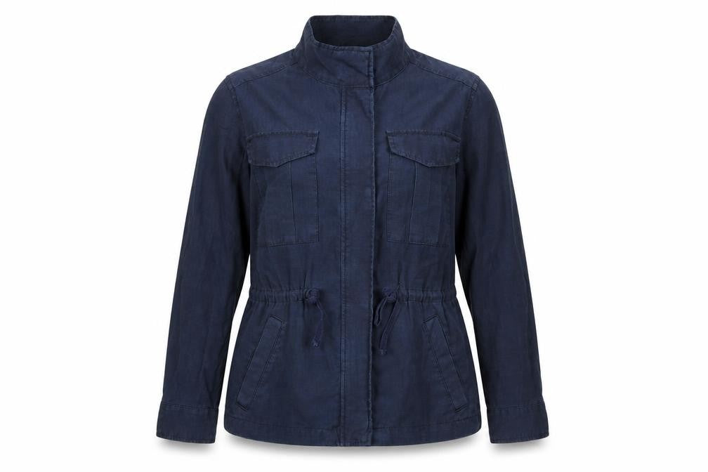 Front view of Marks & Spencer Women's Blue Military Jacket, size 12