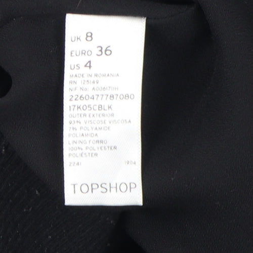Topshop Women's Black Biker Jacket Size 8 Casual