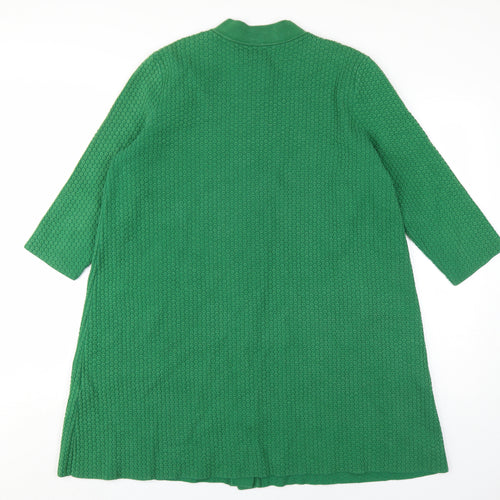 COS Women's Green Cardigan, Mock Neck, Size M, Relaxed Fit