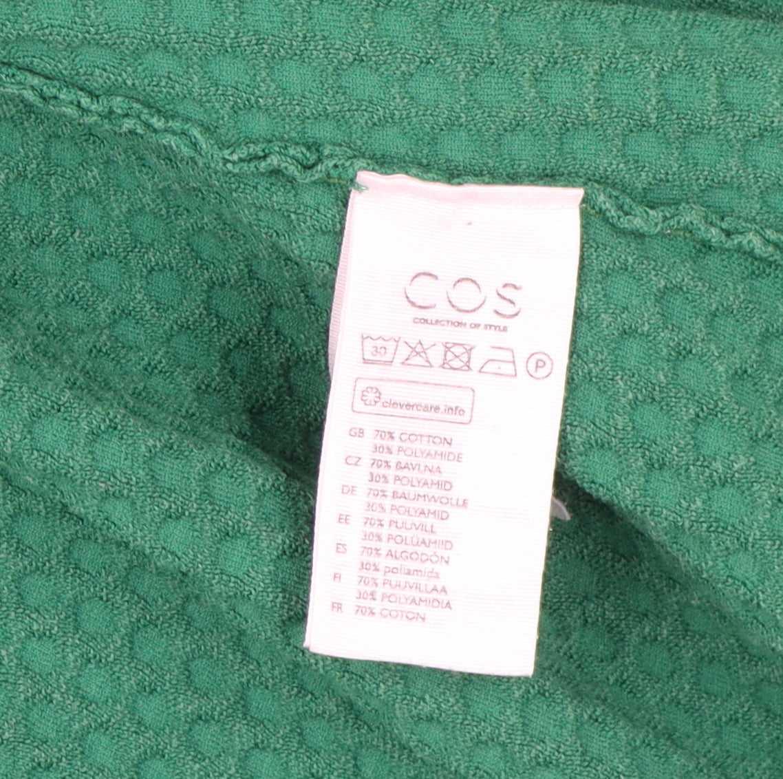 COS Women's Green Cardigan, Mock Neck, Size M, Relaxed Fit