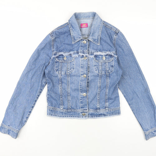 Cacao Girls Blue Denim Jacket, Size 16, Embroidered Fringed