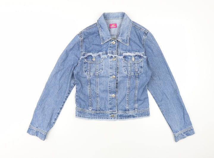 Cacao Girls Blue Denim Jacket, Size 16, Embroidered Fringed