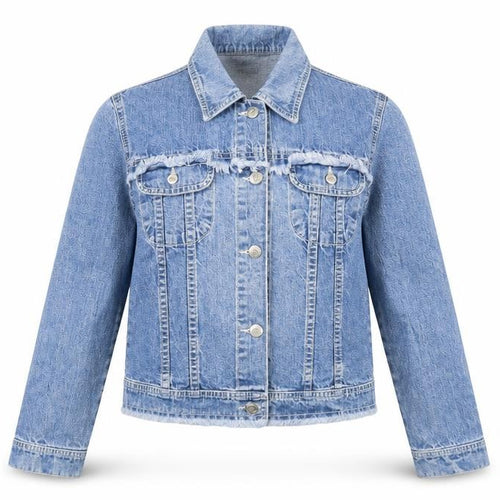 Cacao Girls Blue Denim Jacket, Size 16, Embroidered Fringed