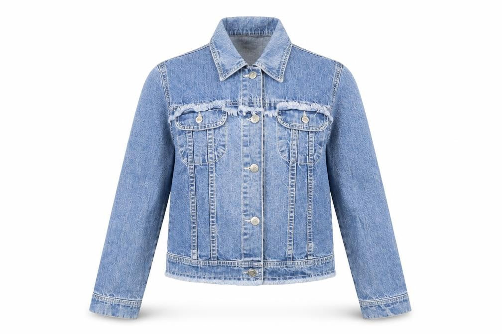 Cacao Girls Blue Denim Jacket, Size 16, Embroidered Fringed
