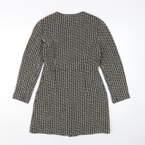 Zara Women's Black Beige Cardigan M V-Neck