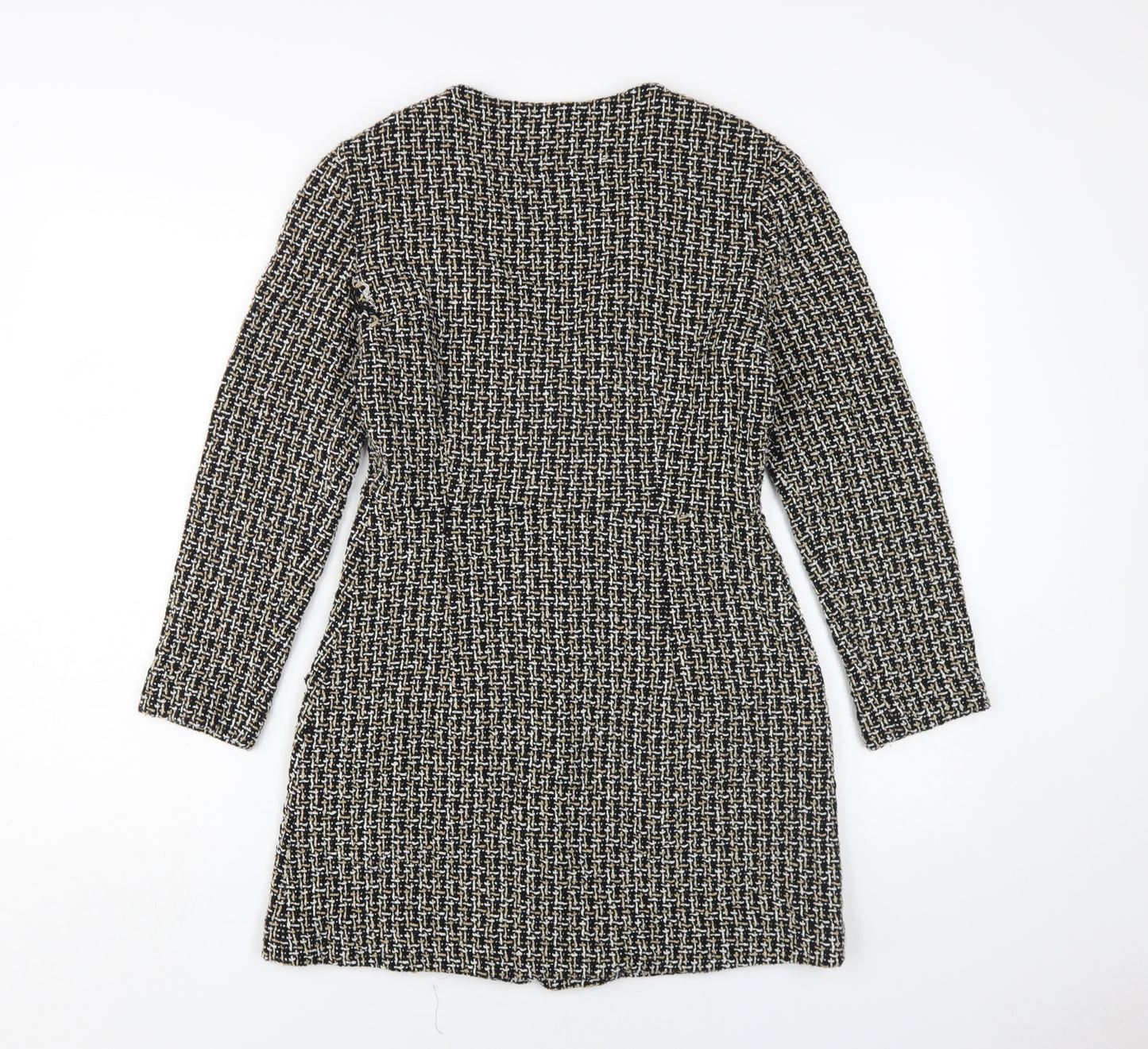 Zara Women's Black Beige Cardigan M V-Neck