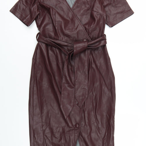 Very Women's Brown Wrap Midi Dress with Belt, Size 10