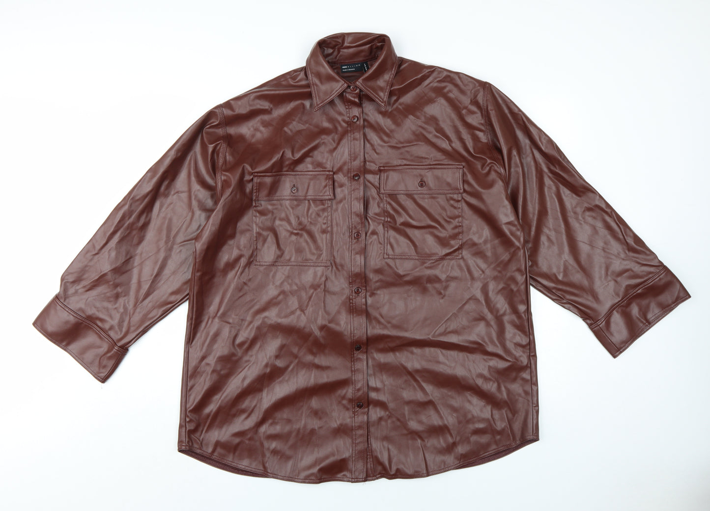 ASOS Women's Brown Collared Button-Up Shirt UK 8