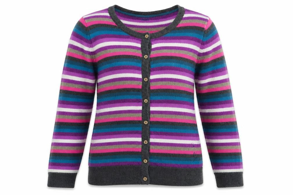 Front view of Manitany Women's Multicoloured Striped Cardigan 10