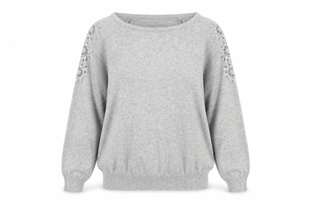 Front view of Wallis Grey Beaded Women's jumper, size 12