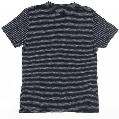 AllSaints Men's Blue Striped Crew Neck T-Shirt Size S