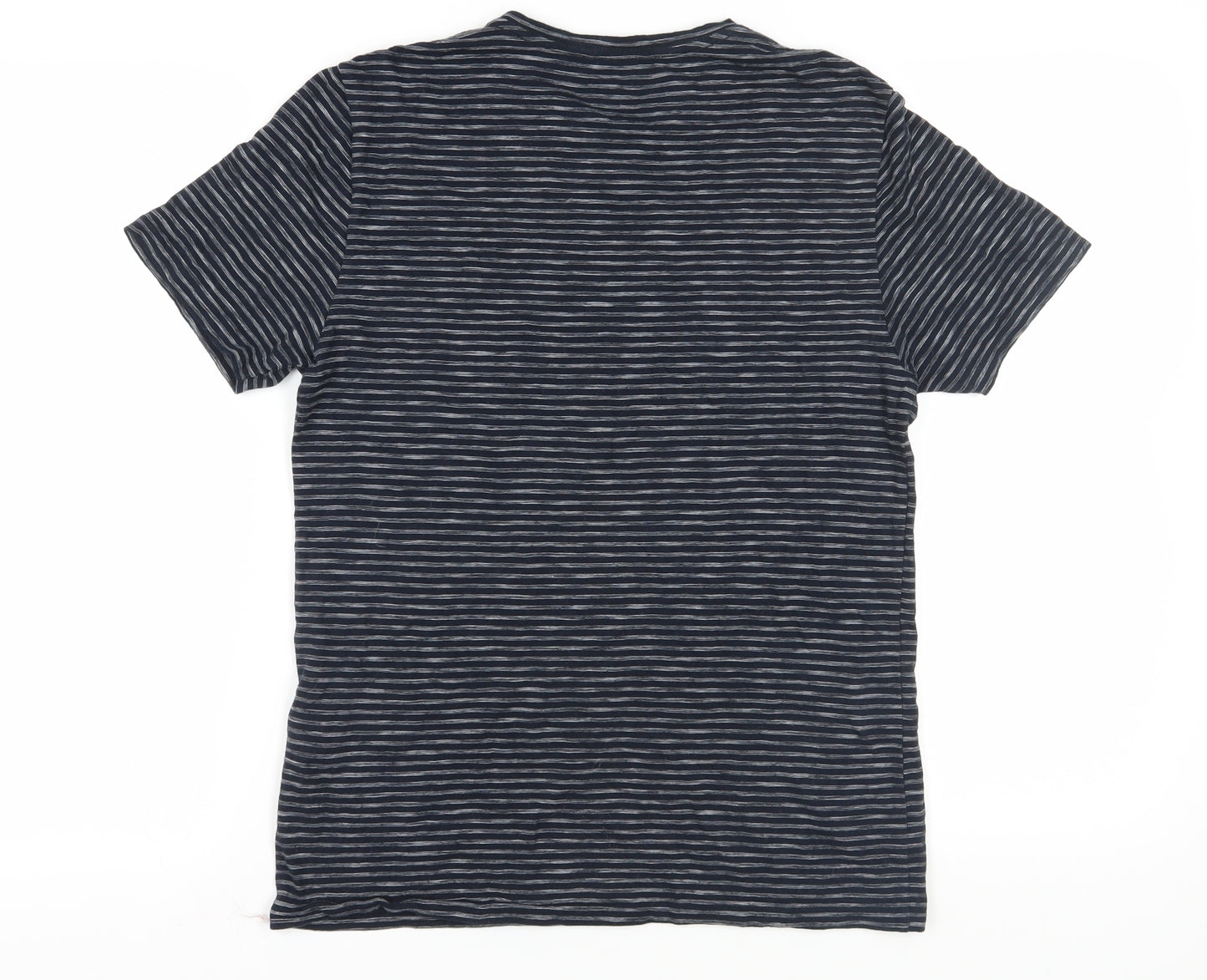 AllSaints Men's Blue Striped Crew Neck T-Shirt Size S