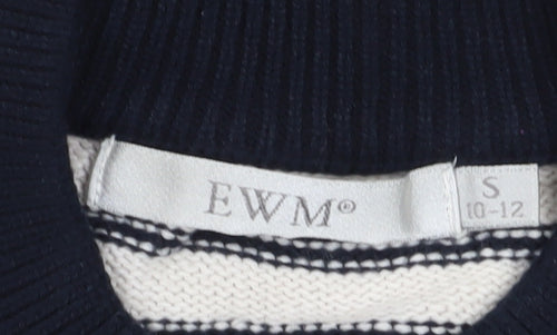 EWM Women's Black Striped Pullover Jumper Size 10