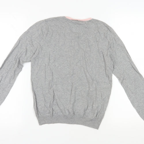 Woolovers Women's Grey Henley Jumper, Size 14, Silk Blend