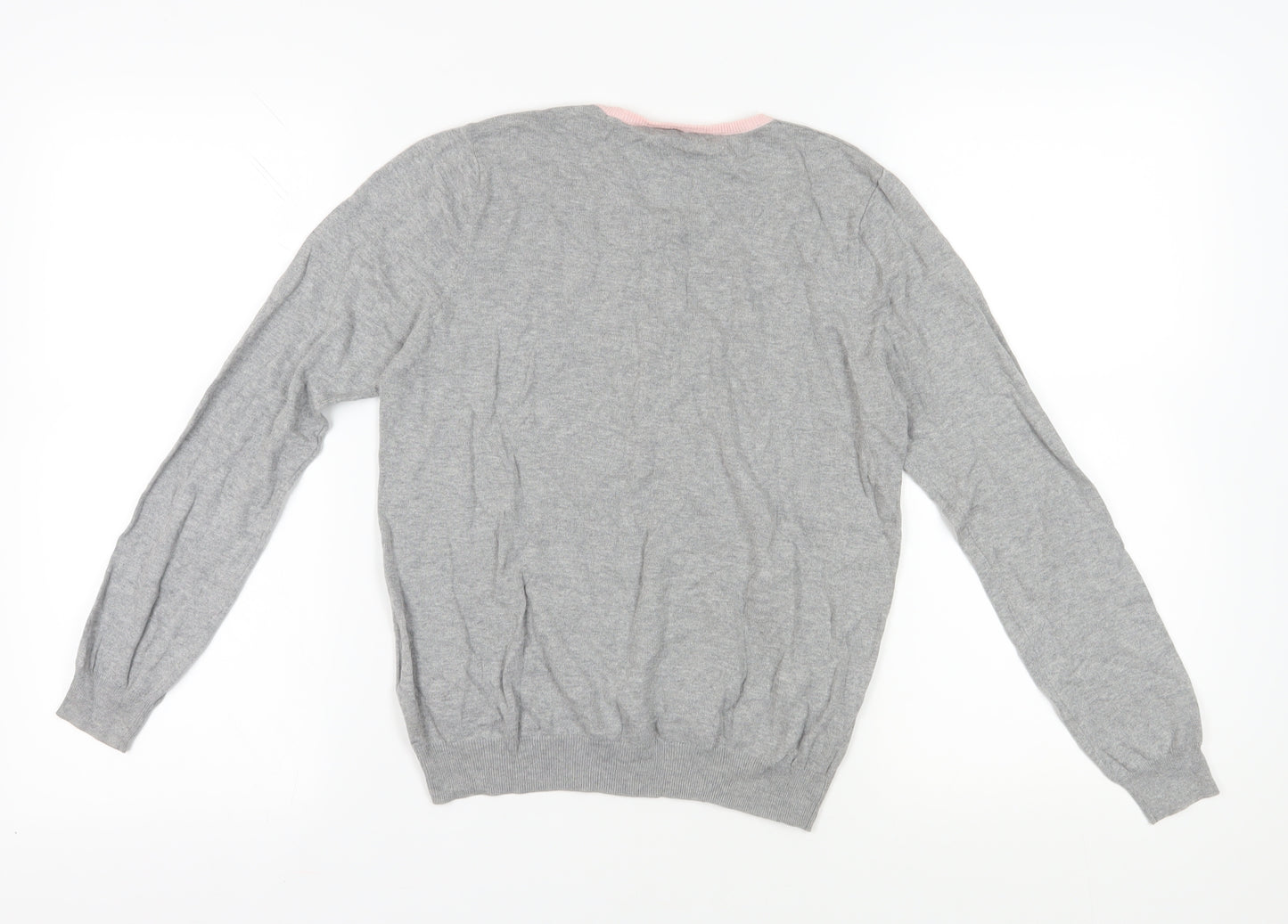 Woolovers Women's Grey Henley Jumper, Size 14, Silk Blend