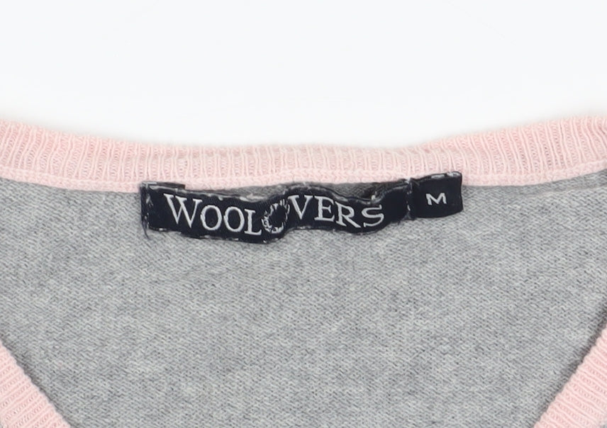 Woolovers Women's Grey Henley Jumper, Size 14, Silk Blend