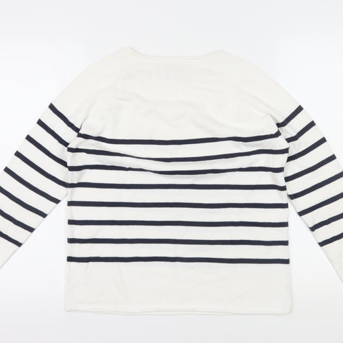 Alice Collins Women's White Striped Pullover Jumper 12