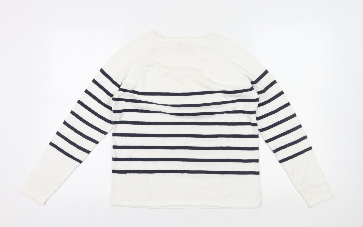 Alice Collins Women's White Striped Pullover Jumper 12