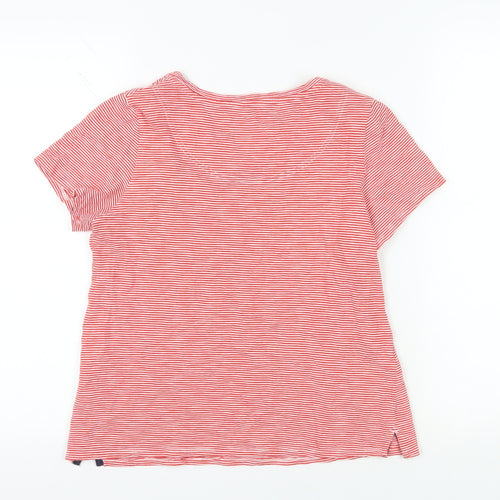 Joules Women's Red Striped T-Shirt UK 8 Casual