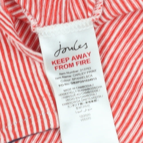 Joules Women's Red Striped T-Shirt UK 8 Casual