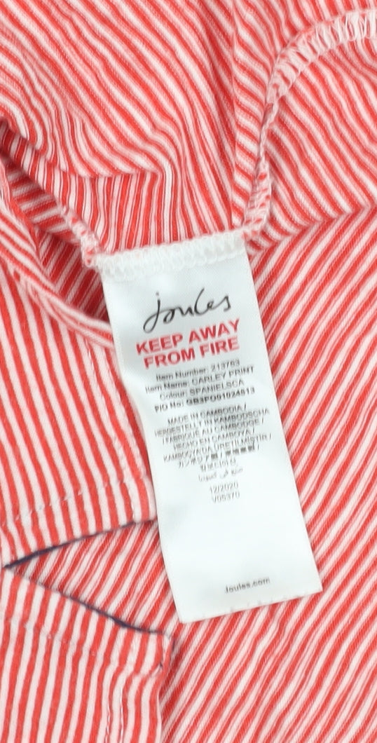 Joules Women's Red Striped T-Shirt UK 8 Casual