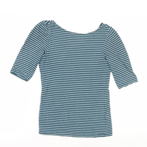 Jigsaw Women's Blue Striped T-Shirt XS - 3/4 Sleeve