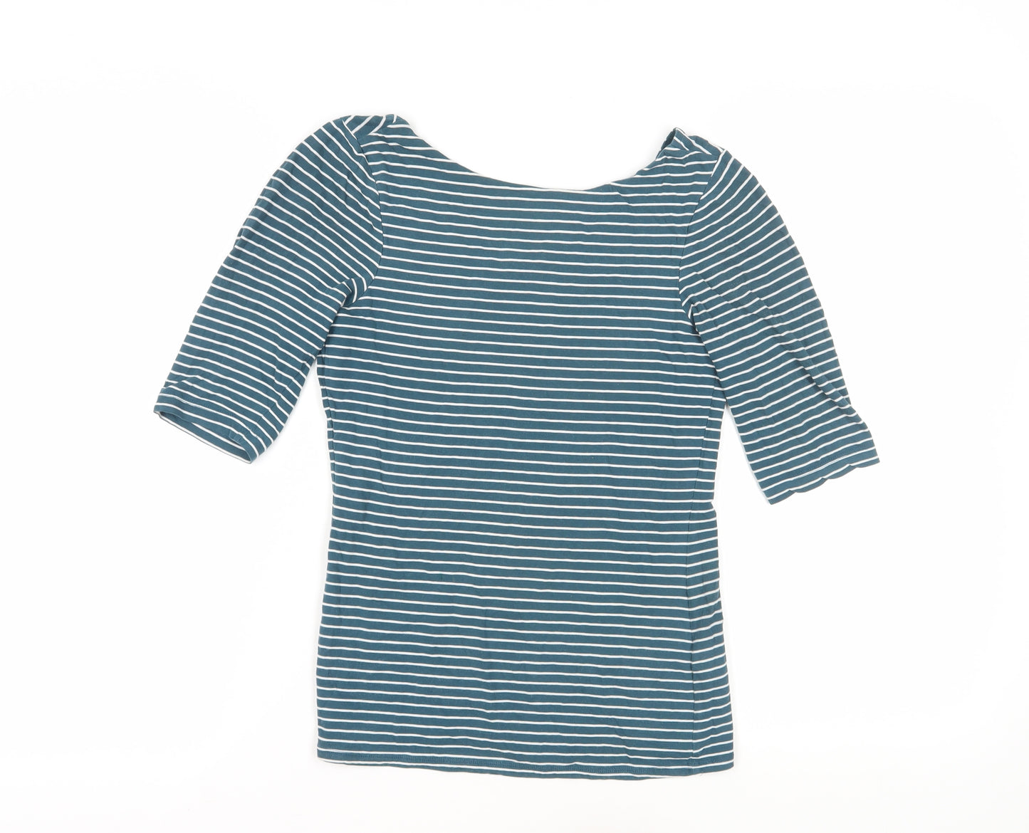 Jigsaw Women's Blue Striped T-Shirt XS - 3/4 Sleeve