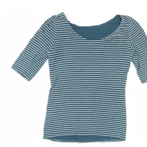 Jigsaw Women's Blue Striped T-Shirt XS - 3/4 Sleeve